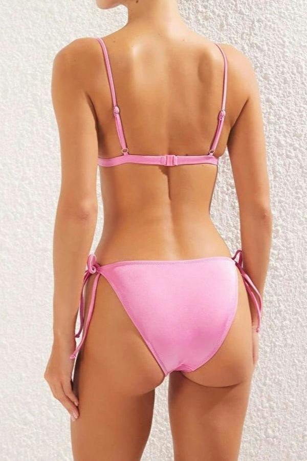 WOVCOR Applique Detail Triangle Padded Regular Waist Bikini Set