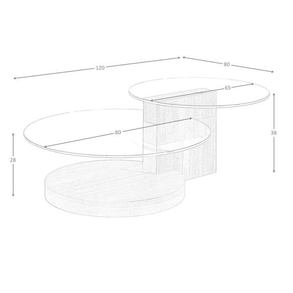 Angel Cerdá Round tempered glass and walnut coffee table 2019