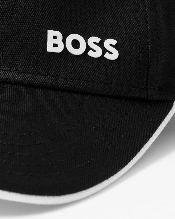BOSS Green Bold Mens Logo-Print Cap In Cotton Twill - Black 002 - CHO - Designer Mens Hats