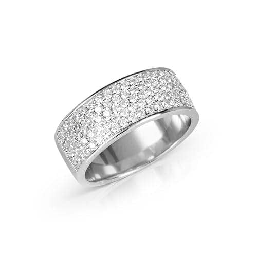 namana 925 Sterling Silver Wide Band Ring for Women with Cubic Zirconia Stones