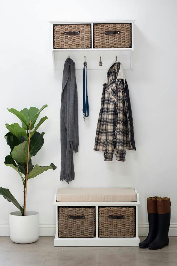 Statement Furniture Tetbury Hanging Shelf and Bench Set with Storage - Small