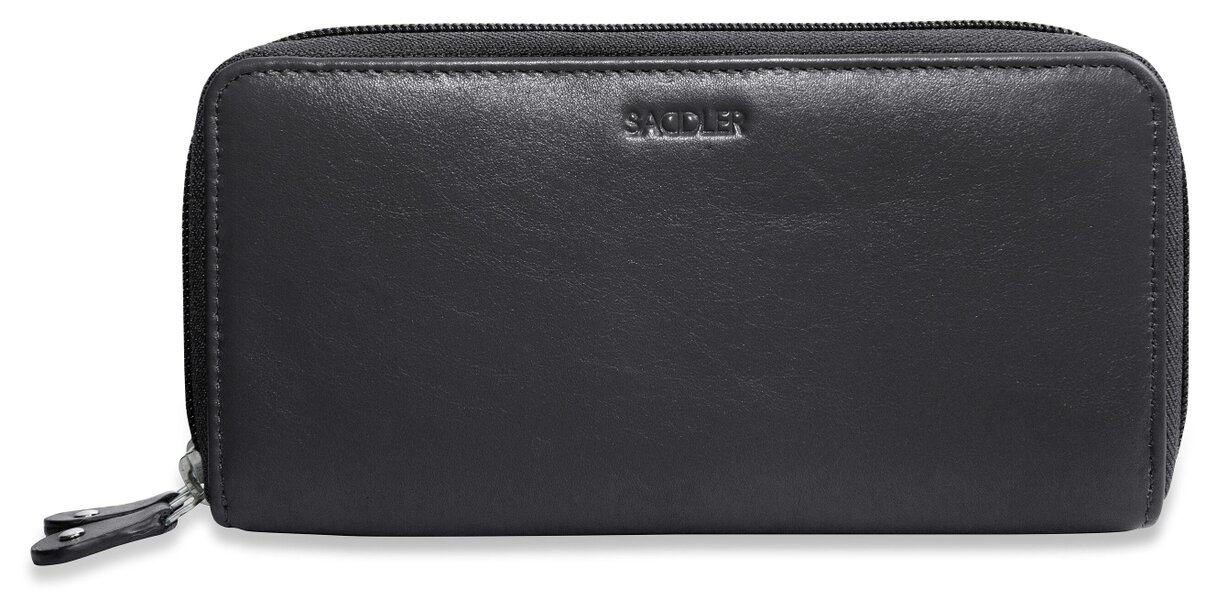 SADDLER GABRIELLA Leather Double Zip Around Purse - 8 Card Slots, Phone Pocket, and Coin Purse - RFID Protected