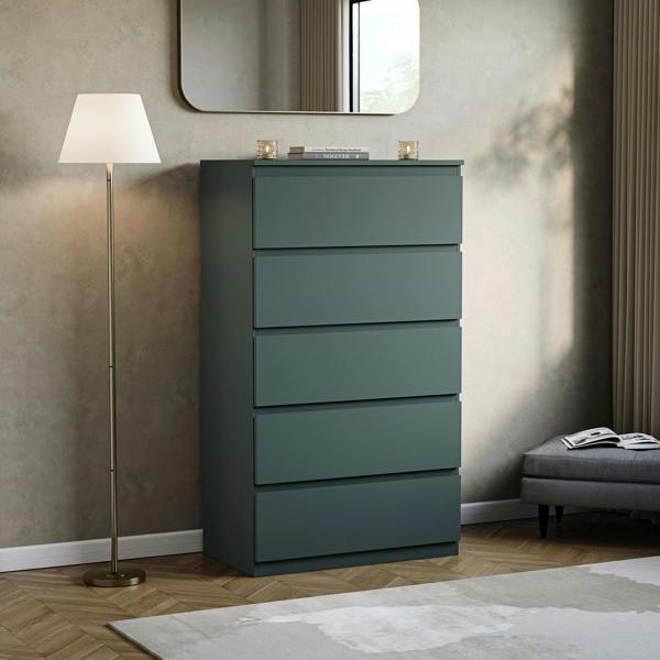 Vida Designs Denver 5 Drawer Chest, Black