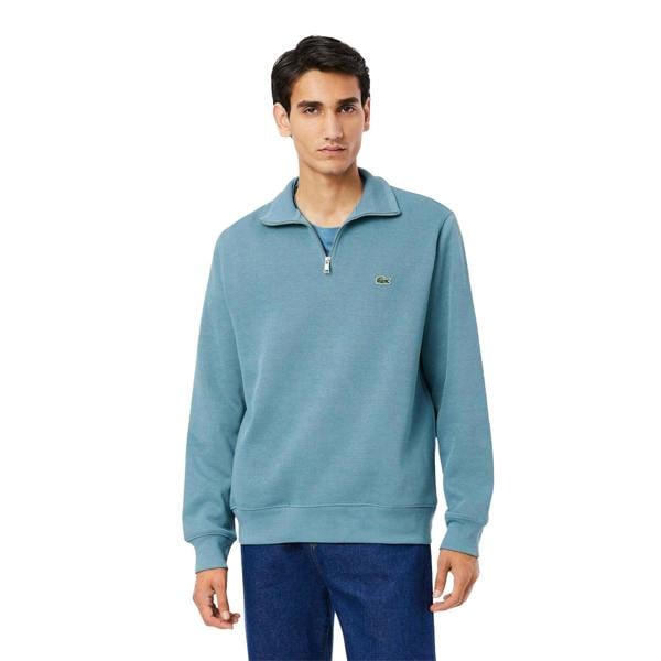 Lacoste Mens Interlock Quarter Zip Sweatshirt - Blue - 