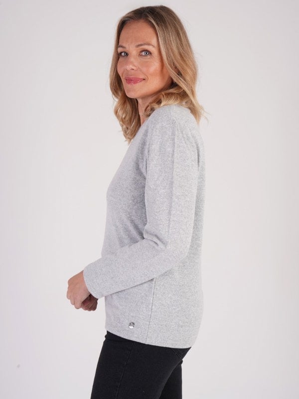 PennyPlain Super Soft High Back V Neck Top - Malt