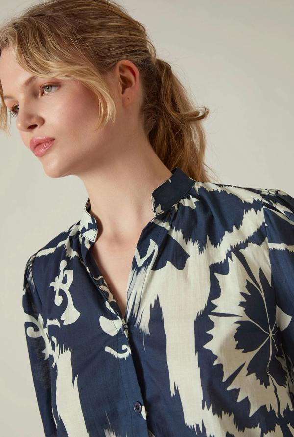 James Lakeland Navy Ornamental Print Shirt