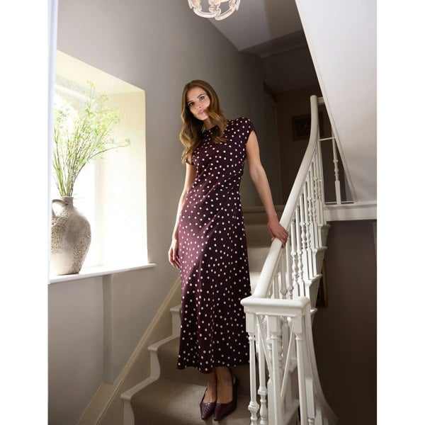 Blue Vanilla Spot Ruched Side Dress