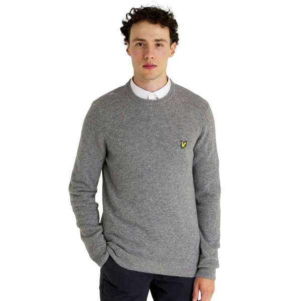 Lyle & Scott Crew Neck Lambswool Marl Blend Jumper - Mid Grey