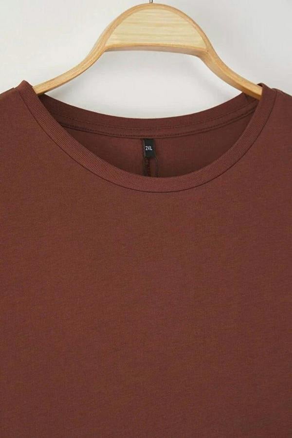 WOVCOR Midi 100% Cotton Knitted T-shirt Dress