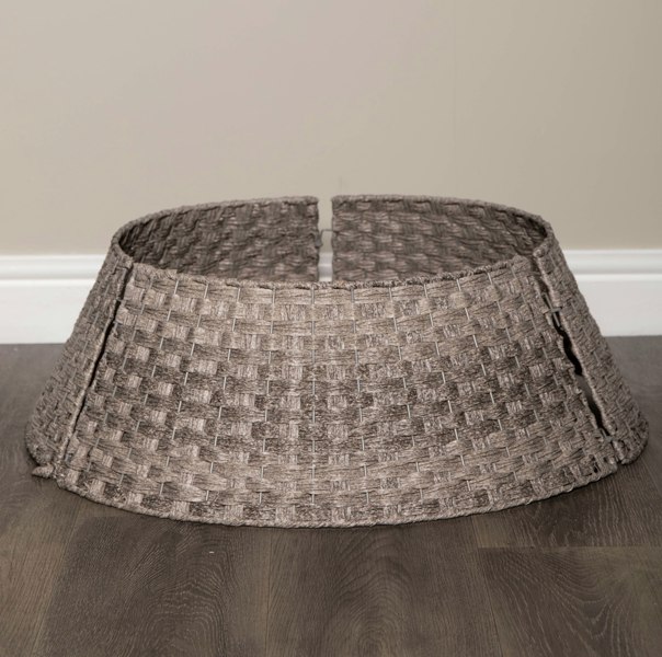 Samuel Alexander 48/70cm Samuel Alexander Large KD Plastic Wicker Rattan Woven Christmas Tree Skirt in Grey
