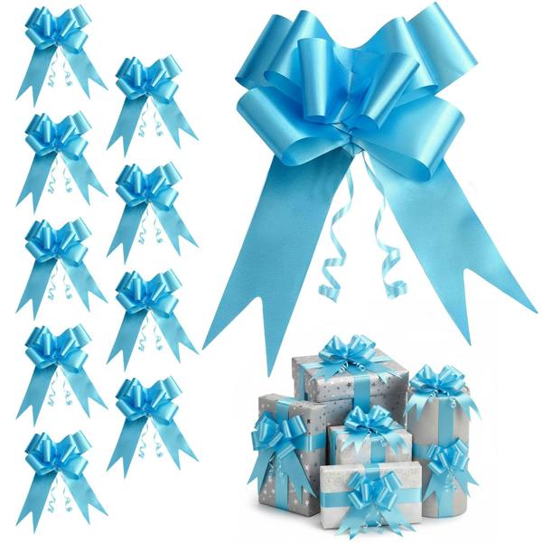 50mm Pale Blue Pull Bows, Multi-Pack Ribbon Gift Bows for Wrapping, Hampers and Décor image 1