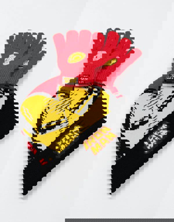 Marvel Boys Red Ironman Beanie and Gloves Set (One Size)