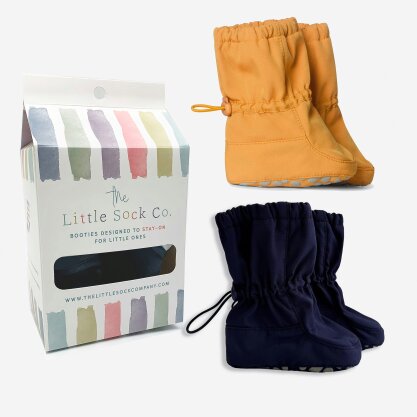 Little Sock Co. 2 Pack of All Weather Stay-on Booties - Showerproof & Windproof - Sol + Breeze