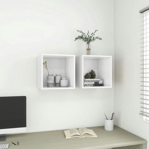 Berkfield Wall Cabinets 2 pcs White 37x37x37 cm Engineered Wood
