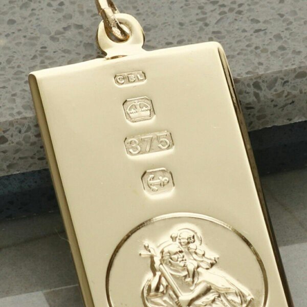 Christopher James of London 9ct Yellow Gold Custom Hallmarked St Christopher Ingot With Optional Engraving and Chain