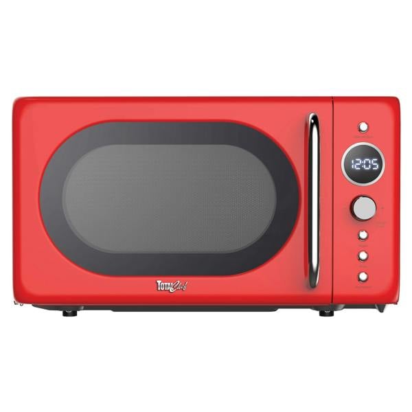 Total Chef Retro Microwave Oven 20L 700W Red Countertop Microwave with Timer, Defrost & 5 Power Levels