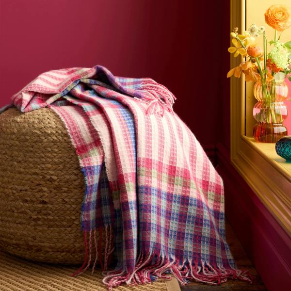 Sophie Robinson Darling Waffle Check Blanket Throw Bright