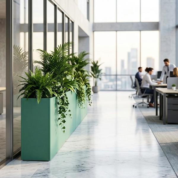 Nicoman Galvanised Steel Trough Metal Planter 90cm x 82cm - Green