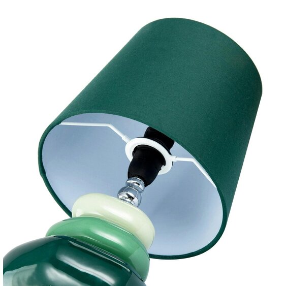 Happy Homewares Ceramic Pebble Table Lamp with Olive Forest and Pale Green Colours