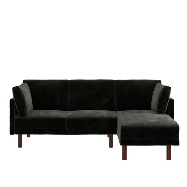 Dorel Home Clair sectional Sofa Bed in black velvet
