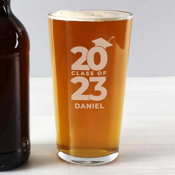 Personalised 'Class Of 'Graduation Pint Glass - close-up detail