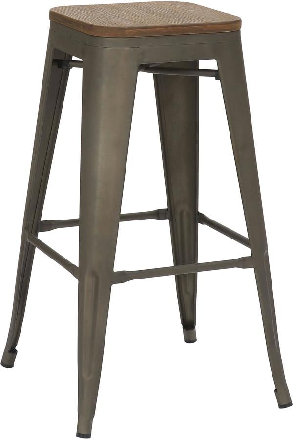 Lamboro Tolix Breakfast Bar Stool, Fixed Black Legs And Footrest, Easy Clean, Home & Kitchen Barstool, Rustic Wooden Brown