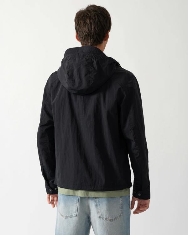 back of a model wearing a Belstaff Mens Marsh Jacket in Black