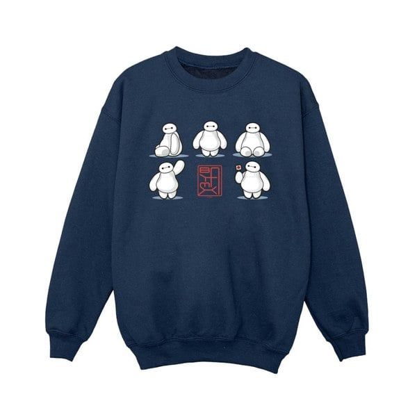 Disney Boys Big Hero 6 Baymax Many Poses Sweatshirt - Navy Blue