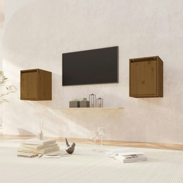 Berkfield Wall Cabinets 2 pcs Honey Brown 30x30x40 cm Solid Wood Pine