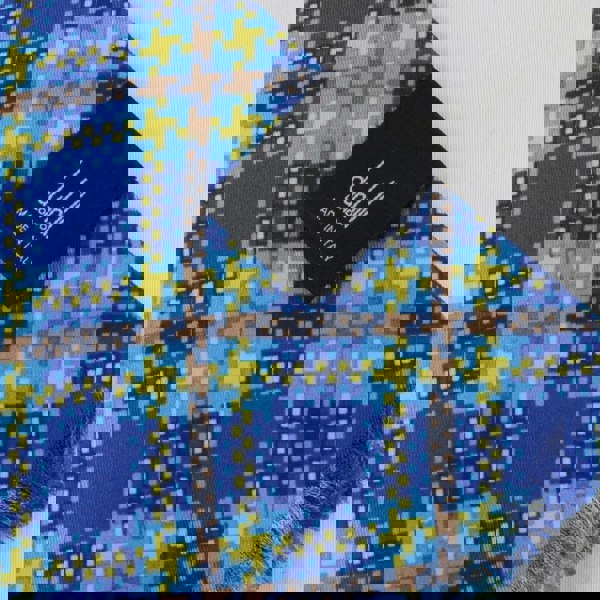 Dunhill woven silk scarf in a blue and yellow tone check pattern A tubular construction