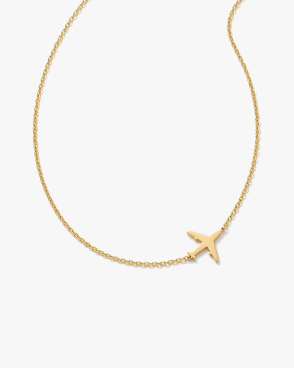 Elk & Bloom 14K Gold Dainty Aeroplane Pendant Necklace