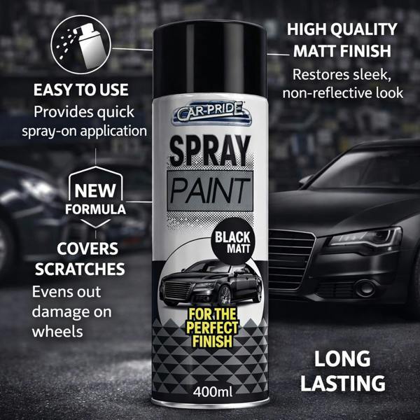 Carpride 5X Matt Black Car Spray Paint 400ml