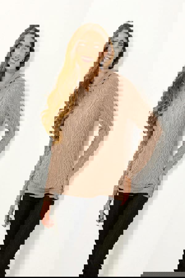 Cable-Knit Hooded Jumper