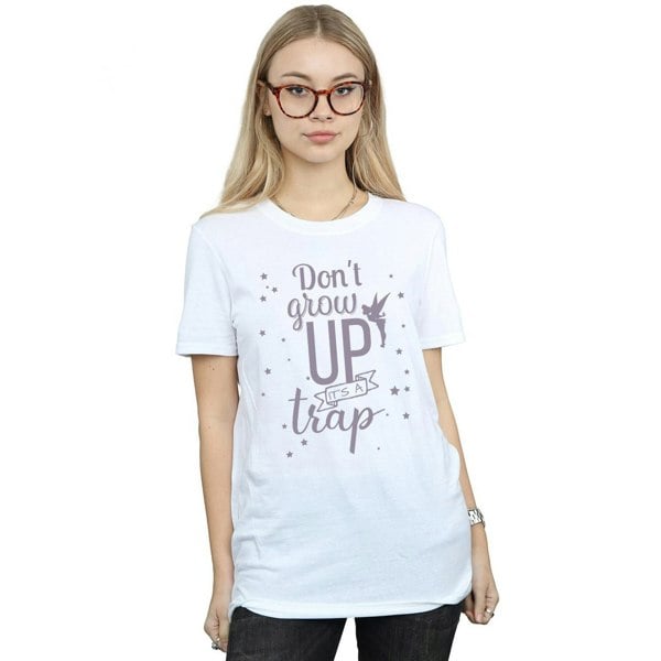 Disney Womens/Ladies Tinker Bell Don´t Grow Up Cotton Boyfriend T-Shirt - White