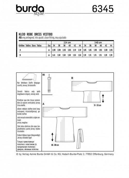 Burda Sewing Pattern 6345 Tops and Dresses For Women, 8 to 18 - Easy