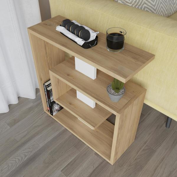 Decortie Saly Modern 3-Tier Compact Side Table with Storage Shelves 57cm