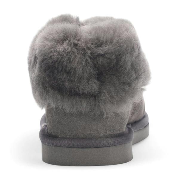 Infinity Leather Women's Sheepskin Suede Ankle Grey Slip-On Bootie Winter - Glacier