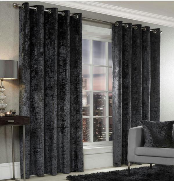 Crushed Velvet Ring Top Curtains Cream