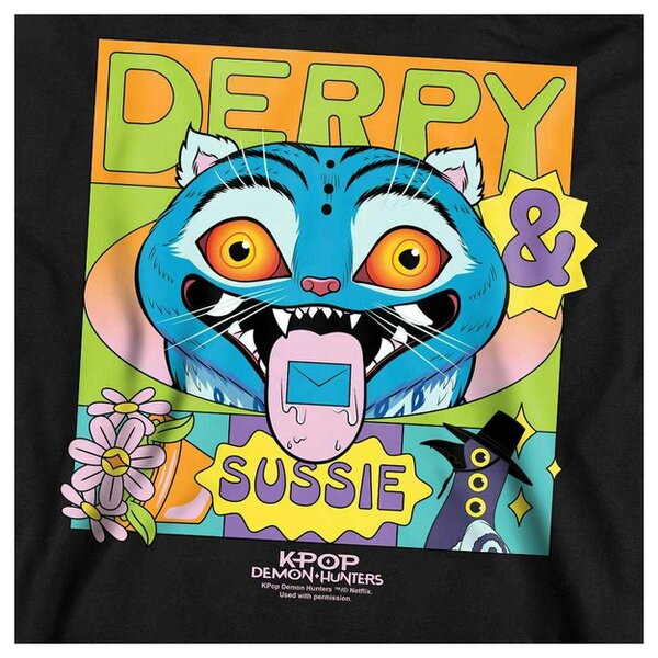 K-Pop Demon Hunters Unisex Adult Summer Festival Derpy & Sussie Poster Sweatshirt - Black
