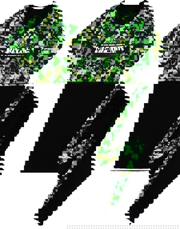 Minecraft Boys Green Short Sleeve Long Leg Pyjama Set