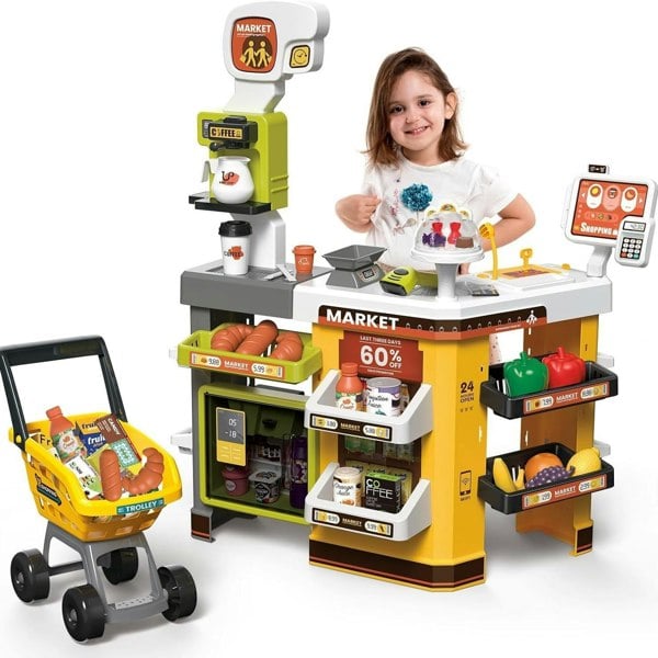 deAO Toys Supermarket Pretend Play Set – Kids’ Simulation Market Toy with Accessories, Fun Role-Play Toy for Children green