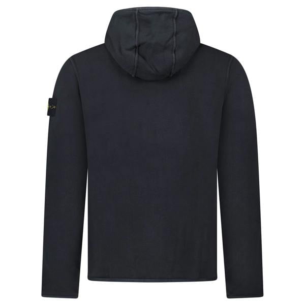 Stone Island Brushed Organic Cotton Zip Hoodie Black - chancefashionco