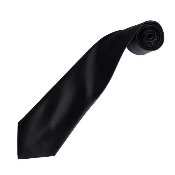Premier Unisex Adult Colours Satin Tie - Black