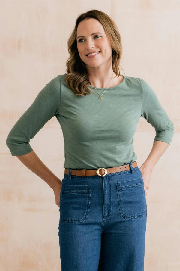 Lily & Me Monica Organic Cotton Jersey Top Laurel Green