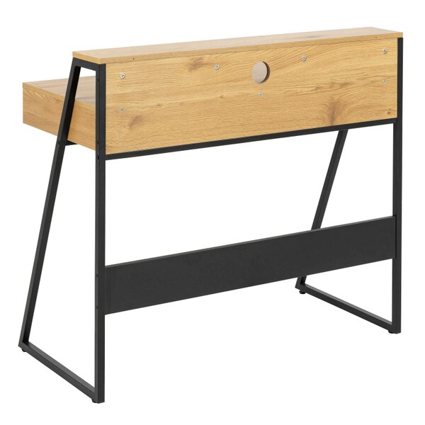 Wyld Haus Cyan 1 Drawer Office Desk Natural Oak Effect and Black