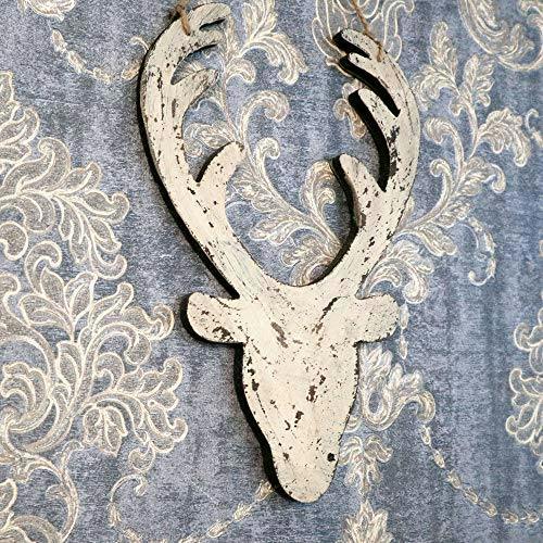 26cm Cream Wooden Hanging Deer Head Christmas Wall Decoration for Home, Office and Seasonal Displays image 6