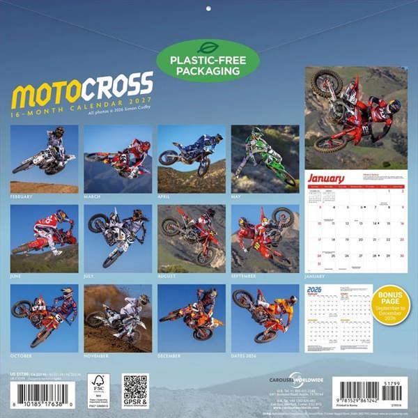 Motorcross Calendar 2027, Wall Calendars, Month To View, Sports, Gift