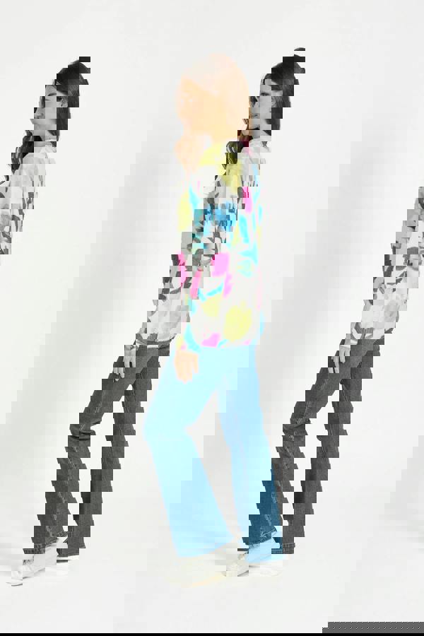 Mudflower Floral Print Fluffy Yarn Jumper