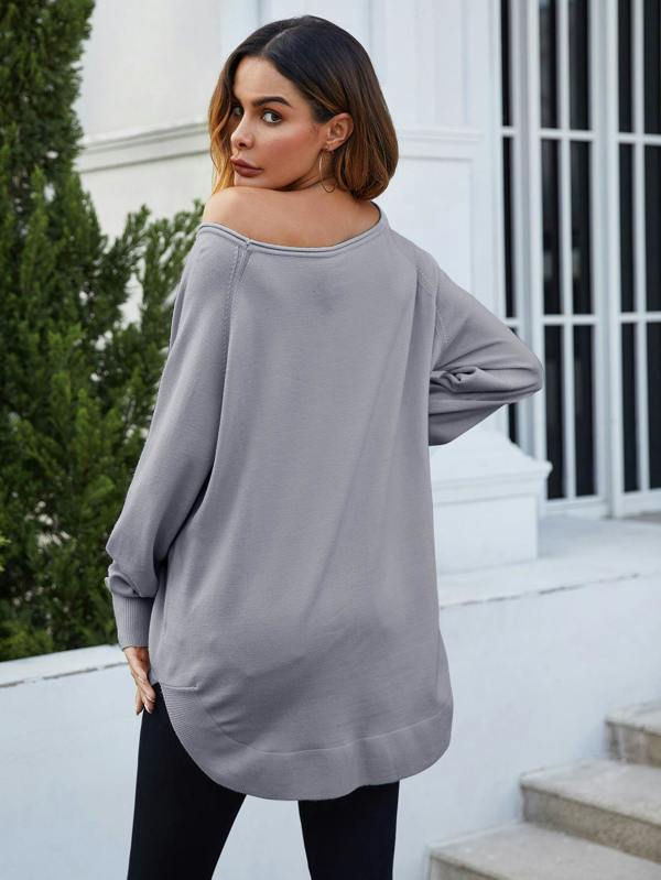FS Collection Oversize Knitted Jumper Top In Grey