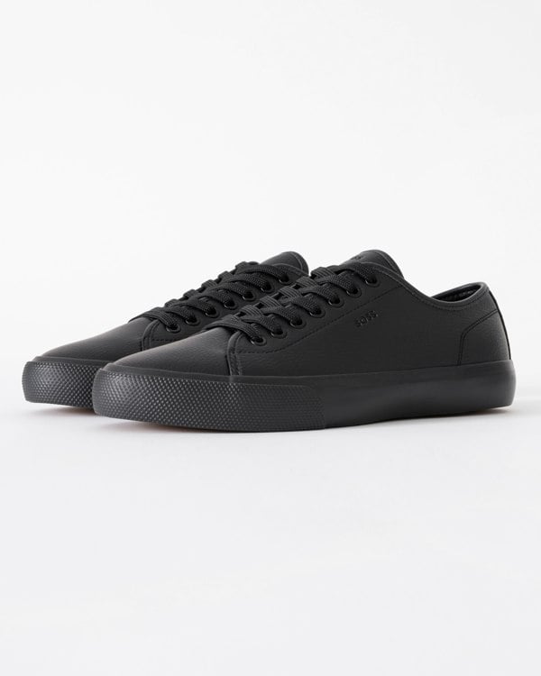 BOSS Orange Aiden Tenn Mens Low Top Trainers in Grained Faux Leather - Black 005